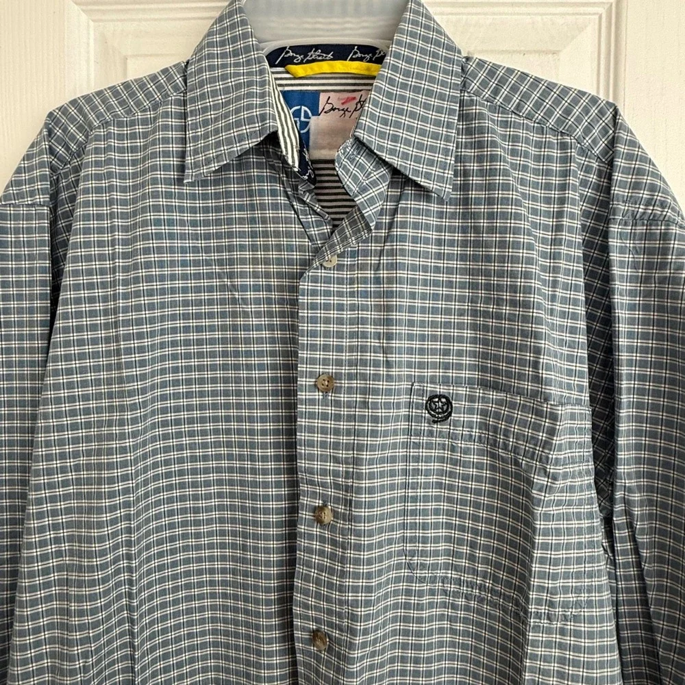 Wrangler George Straight Blue Plaid Cowboy Cut Western Long‎ Sleeve Shirt Mens L
